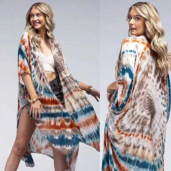Dainty NYC Other - Piper Vibrant Tie-Dye Swirl Kimono
